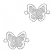 Colgante de metal entrepieza Mariposa 12x8mm - Plateado